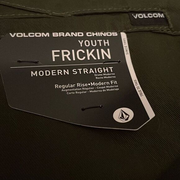 EUC Volcom Frikin Modern Stretch Chino Pants Dark Green Size 26” - Picture 5 of 7